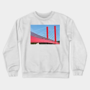 Red Bridge, Suspension Bridge, Mersch, Luxembourg, Europe Crewneck Sweatshirt